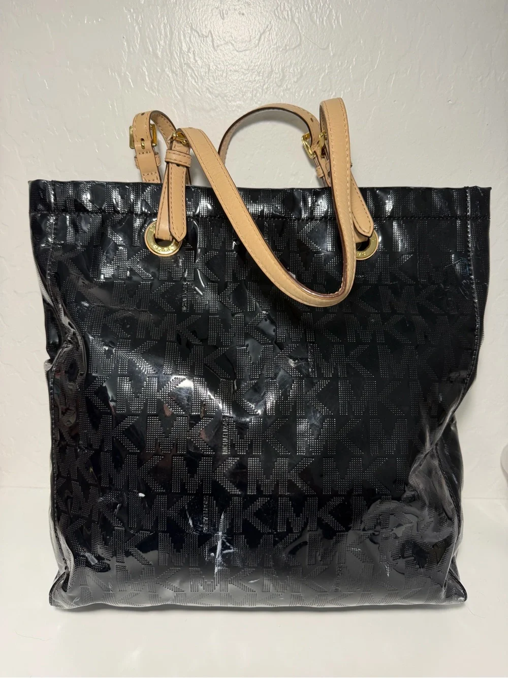 Michael Kors Black Patent Leather Tote Bag